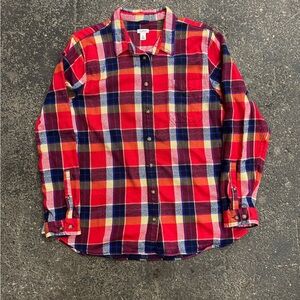 L.L. Bean Organic Cotton Plaid Flannel Button Up Shirt Women’s XL 506162